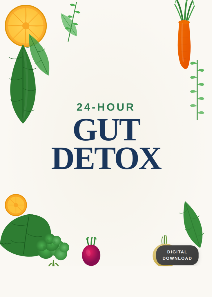 24-Hour Gut Detox digital download bonus cover with natural wellness illustrations