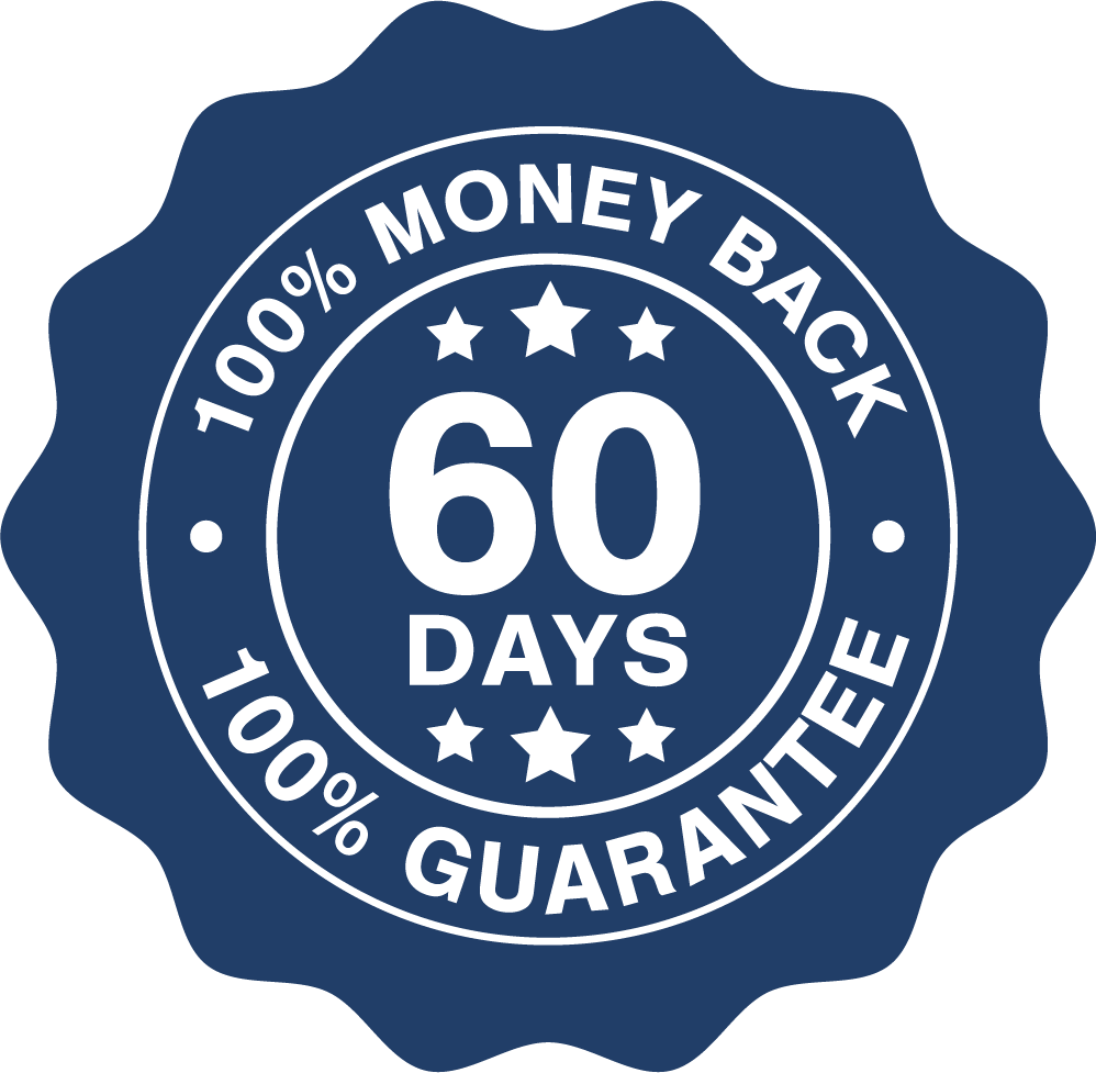 60-day money-back guarantee badge for online product offer